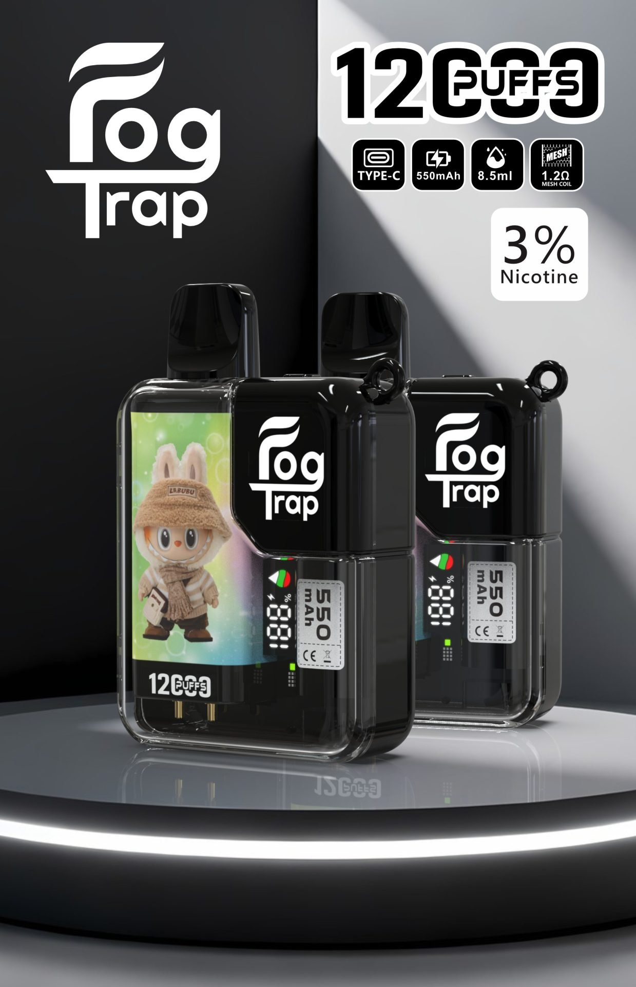 Fog Trap12000口抛棄式電子煙 LABUBU&蠟筆小新12K一次性:圖片 2