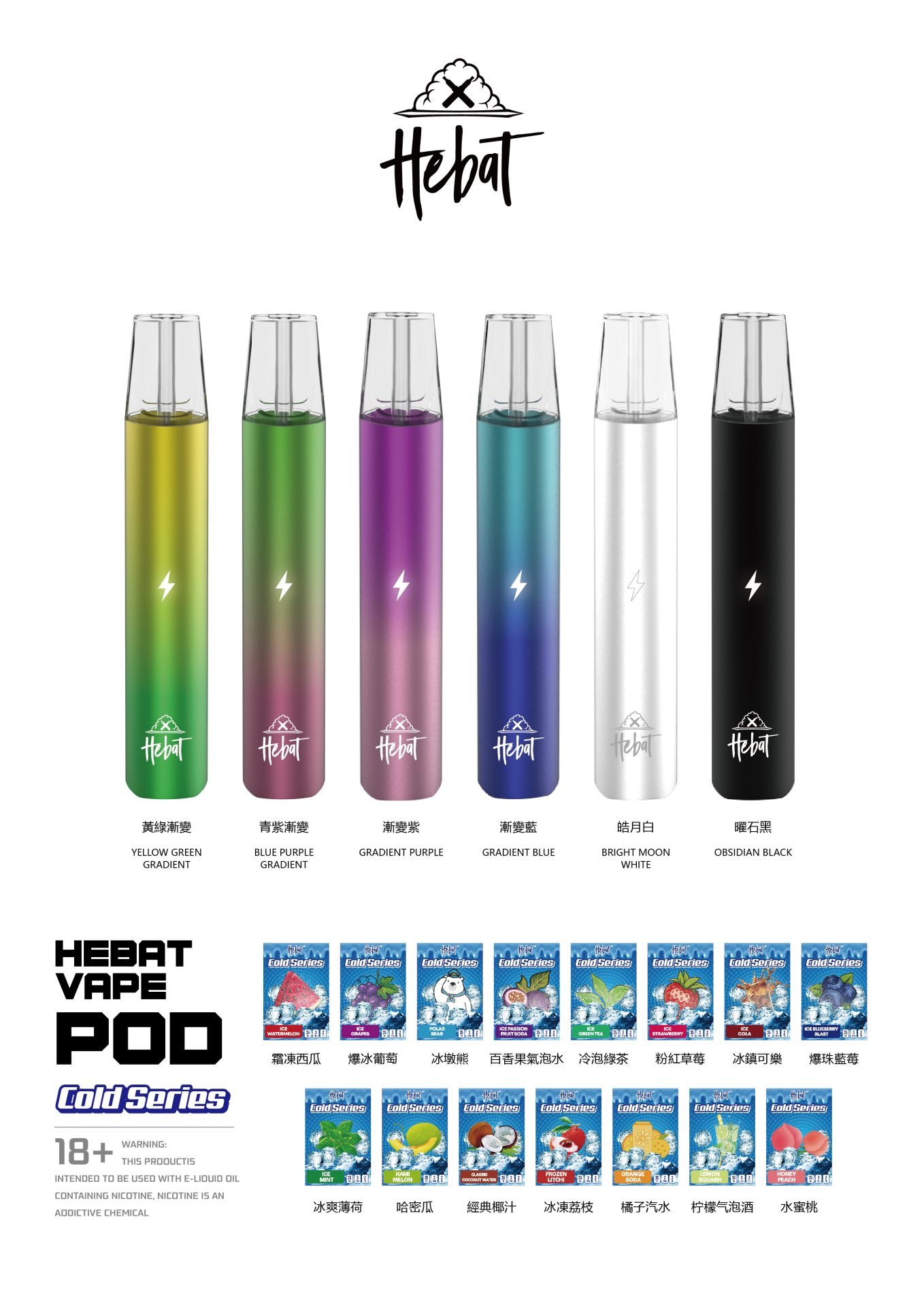 【台灣現貨】Hebat 喜貝一代煙彈 3顆裝 2.0ml 15種豐富口味:圖片 2