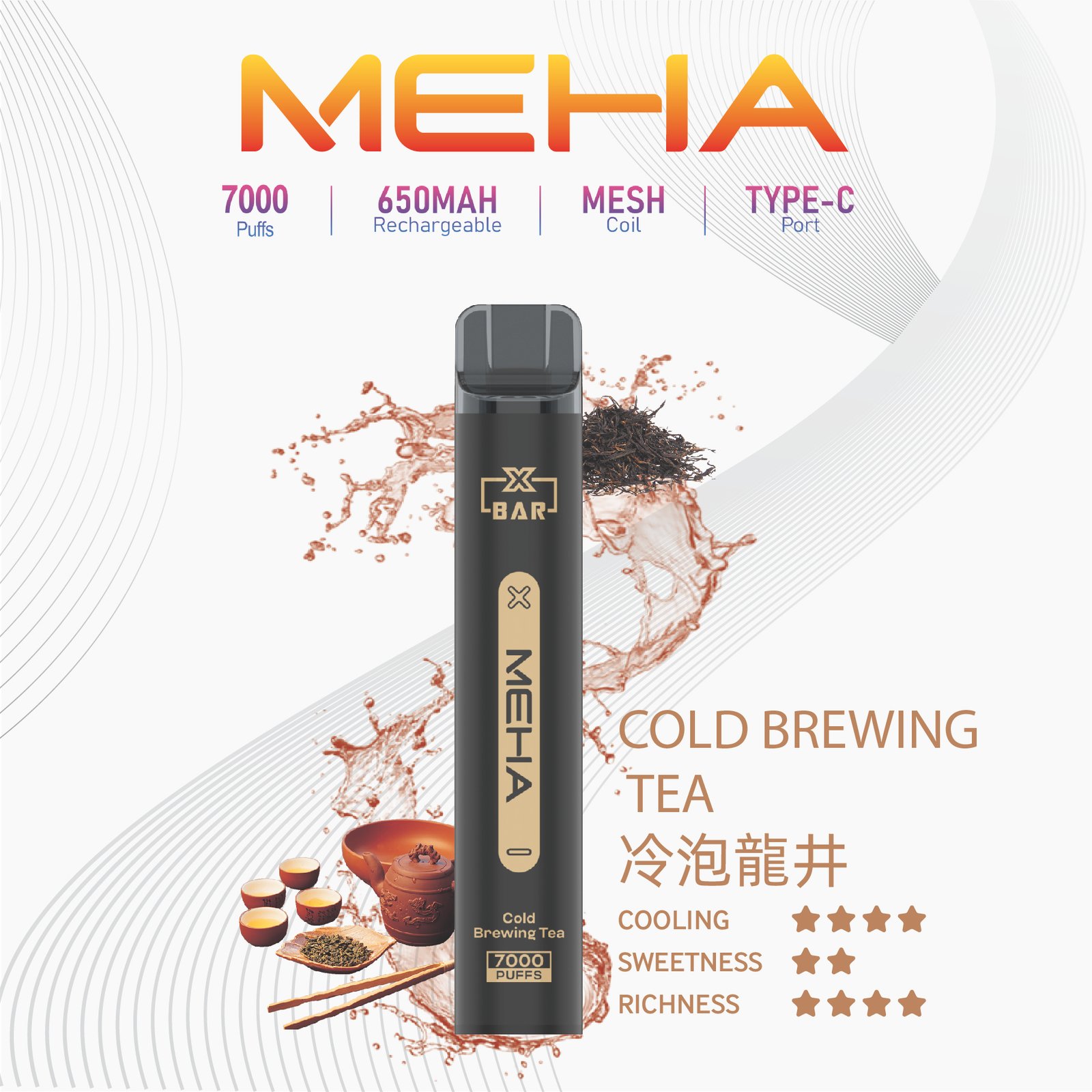 MehaXbar魅嗨7000口抛棄式電子煙 小黑條 16種口味:圖片 11